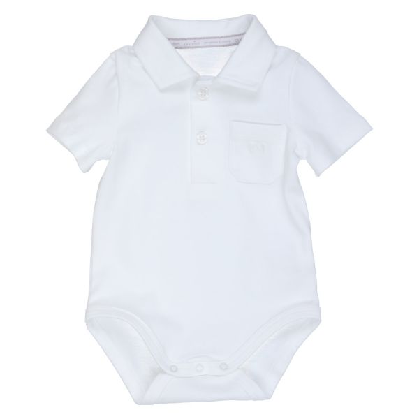 Baby-Body mit Polo-Kragen in Weiß - festlicher Taufbody für Jungen Taufe - GYMP 