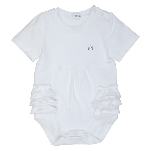 Baby-Body Bella in Weiß -- perfekt für Baby Mädchen Taufe - Rüschenbody von GYMP 