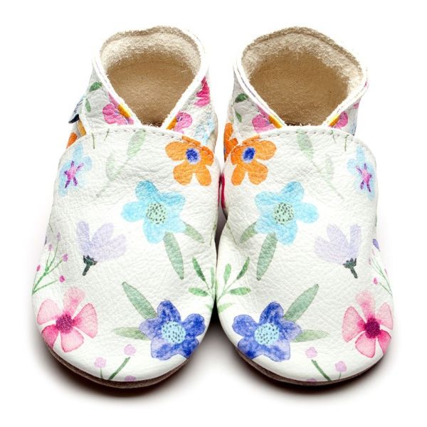 Baby-Schuhe Blümerl aus echtem Leder in Weiß, Rosa, Pink, Hellblau und Grün- Inch Blue Trachtenschuhe