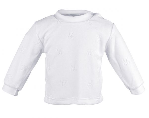 Weißes Nicki-Shirt Schleifchen - ideal zur Taufe - Carlina