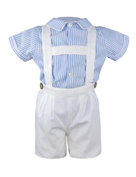 Taufanzug Elias für Sommer-Taufe eines Jungen - Baby-Anzug in Hellblau und Weiß von Kidiwi